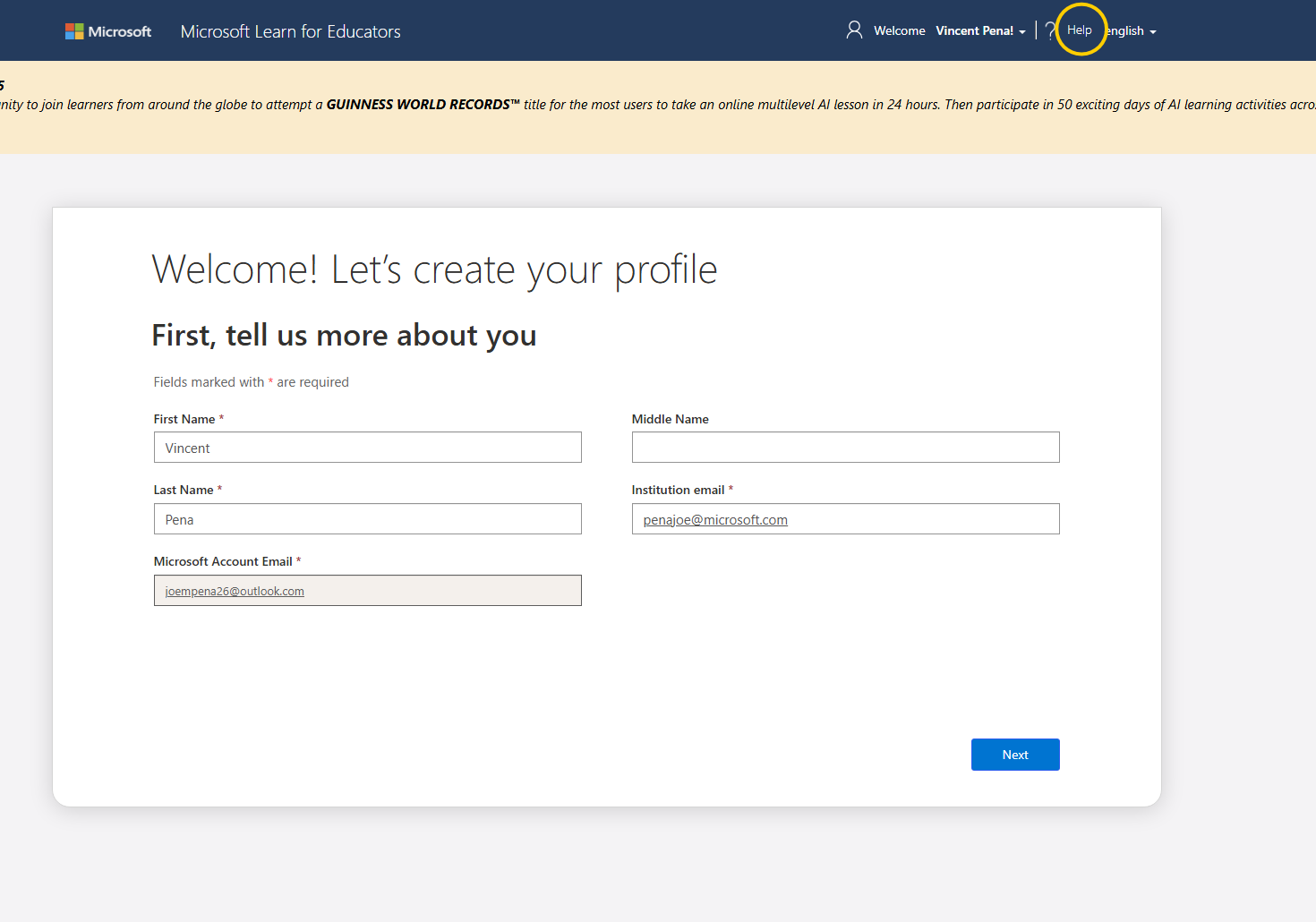 MICROSOFT HELP AND LEARNING intelligence overview